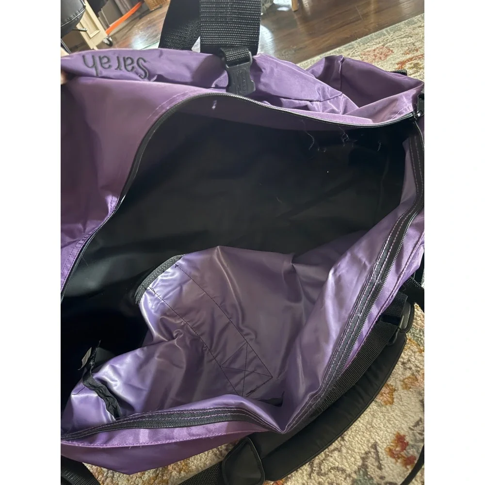LL Bean Adventure Duffle Bag Purple Black Large Travel Gym Bag Sarah Vintage